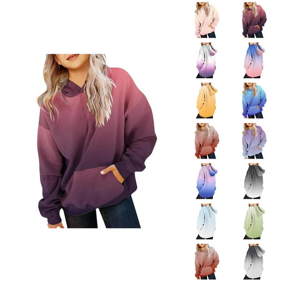 Girls Hoodie Cute Hoodies For Teen Girls Trendy Preppy Hooded Sweatshirts Oversized Long Sleeve Shirts Gradient Clothes For Girls Girls Fashion