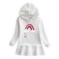 thumbnail image 1 of Girls' Hoodie Dress Rainbow Printed Long Sleeve Cute Hooded Sweatshirt Mini Dress Soft Cotton Fall Clothes (4-5 Years, White), 1 of 3