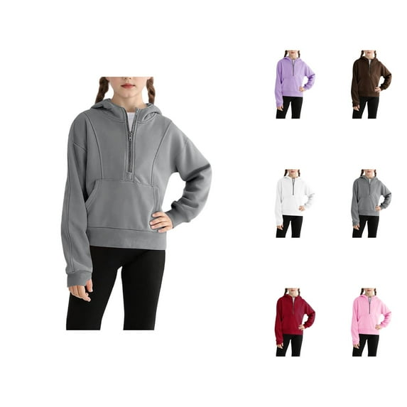 Girls Hoodie Girls Fashion Girls Hooded Jacket Full Zip Up Sweatshirt with Front Pockets Soft Warm Outerwear for Toddler Kids Youth Casual Pullover