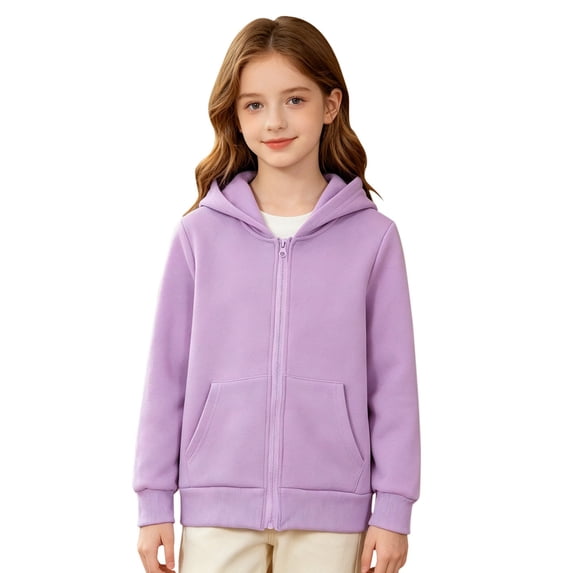 Girls Hoodie Jacket Sweatshirt Boys Zip up Long Sleeve Casual Crop Sweatshirts with Pockets Kids Fall Solid Fashion Jackets