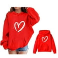 thumbnail image 1 of Hoddies Kids Fashion Red Hooded Casual Long Sleeve Hoodies Fall Winter Clothes Girls Clothes 7-8 Years, 1 of 5