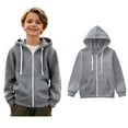 thumbnail image 1 of Girls Hoodie Kids Grey Full Zipper Hooded Long Sleeve Pullover Tops Fall Clothes 11-12 Years Girl Clothes Boys Girls Fashion, 1 of 7