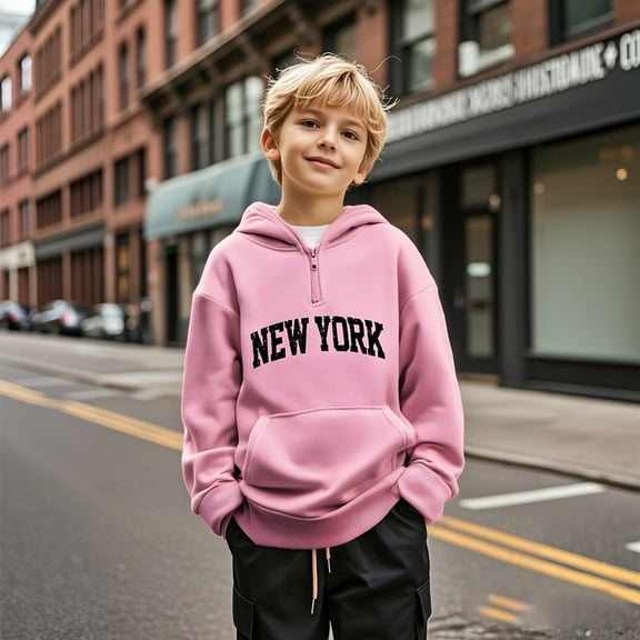 Hoddies Kids Mask Letter Print Pink Half Zipper Hooded Long Sleeve Soft Sweatshirts Top Winter Clothes Baby Girls Clothes 5-6 Years