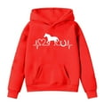 thumbnail image 1 of Girls Hoodie Kids Oversized Sweatshirts Kids Horse Print Long Sleeve Hoodies Pullover Tops Red 4-5 Years, 1 of 3