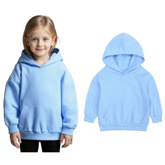 Girls Hoodie Light Blue Hooded Casual Long Sleeve Sweatshirts Jackets Warm Fall Winter Clothes Toddler Boy Clothes 12-24 Months Boys Girls Fashion
