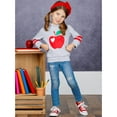 thumbnail image 1 of Girls Hoodie Long Sleeve Sweatshirt Stripe Hoodie Apple Print Sweater, Red, Size: 3T, 1 of 8