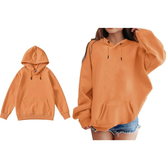 Girls Hoodie Orange Hooded Lightweight Long Sleeve Hoodies Warm Fall Winter Clothes Toddler Girls Clothes 2-3 Years Boys Girls Fashion