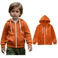 thumbnail image 1 of Girls Hoodie Orange Zipper Hoodie Long Sleeve Hooded Sweatshirt Top Winter Clothes Boy Clothes 9-10 Years, 1 of 7