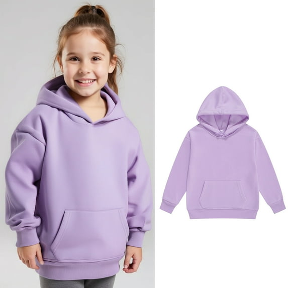 Girls Hoodie Purple Hoodies Casual Long Sleeve Sweatshirts Fall Winter Clothes Size 5-6 Years Boys Clothes Girls Clothing