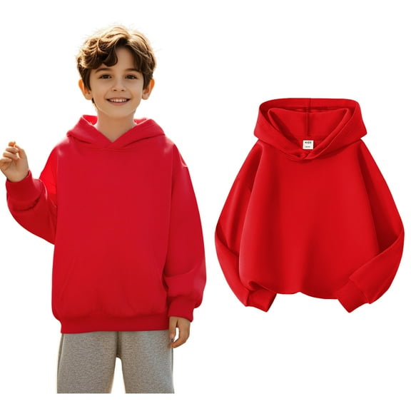 Girls Hoodie Red Hoodies Long Sleeve Pullover Tops Warm Fall Winter Clothes Size 10-11 Years Boys Clothes Boys Girls Fashion
