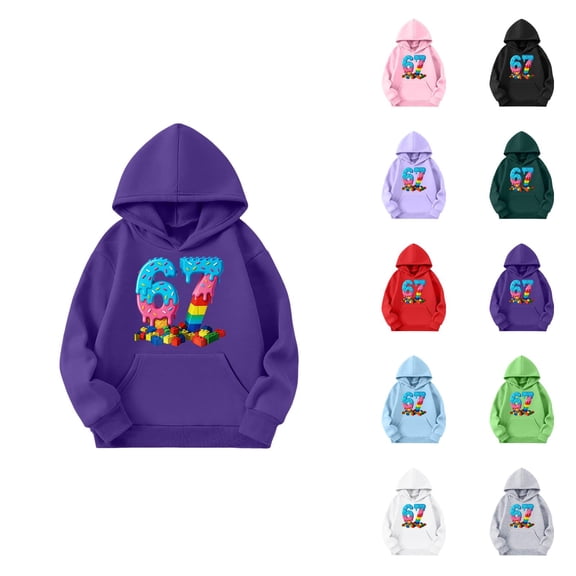 Girls Hoodie Set Six Seven Ice Cream Cool Meme Hoodie Funny 67 Meme Design Long-Sleeve Comfort Sweatshirt