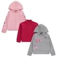 thumbnail image 1 of Girls' Hoodie Sweatshirt Set - Soft, Cozy, and Versatile - Pack of 3 with Full and Half Zips, 1 of 6