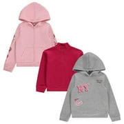 Girls' Hoodie Sweatshirt Set - Soft, Cozy, and Versatile - Pack of 3 with Full and Half Zips