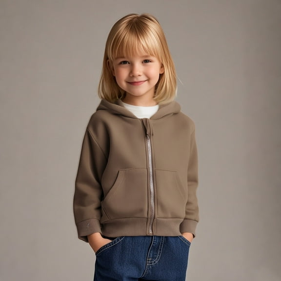 Girls Hoodie Thickened Coffee Hoodie Long Sleeve Pullover Hoodie Sweatshirt Fall Winter Clothes Girls Tops Size 12-24M