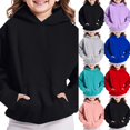thumbnail image 1 of Girls Hoodie Trendy Cute Hooded Sweatshirt with Pocket Baggy Kids Pullover Winter 2026 Back to School Clothes Teens Black,110, 1 of 6