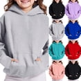 thumbnail image 1 of Girls Hoodie Trendy Cute Hooded Sweatshirt with Pocket Baggy Kids Pullover Winter 2026 Back to School Clothes Teens Gray,140, 1 of 6