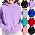 thumbnail image 1 of Girls Hoodie Trendy Cute Hooded Sweatshirt with Pocket Baggy Kids Pullover Winter 2026 Back to School Clothes Teens Purple,140, 1 of 6