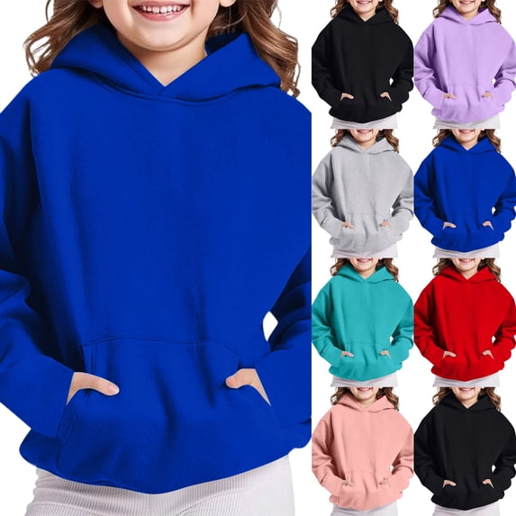 Girls Hoodie Trendy Cute Hooded Sweatshirt with Pocket Baggy Kids Pullover Winter 2026 Back to School Clothes Teens Royal Blue,130