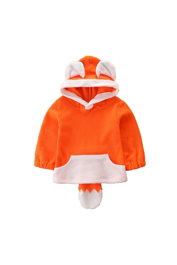 Girls Hoodie Unisex Kids Gray Wolf Cartoon Hooded Sweatshirt Soft Warm Pullover Comfortable for Playful Outdoor Adventures Sweatshirts for Girls Orange 18 Months-24 Months