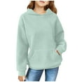thumbnail image 1 of Girls Hoodie Waffle Knit Cotton Children's Kids Oversized Hoodies Fall Winter Clothes Long Sleeve Solid Color Pullover Casual Loose Hooded Sweatshirt with Pockets 4-11 Years, 1 of 7