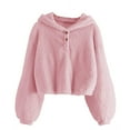 thumbnail image 1 of Girls Hoodie Warm Soft Loose Fit Button Down Pullover Jacket Top Outerwear for Kids, 1 of 4
