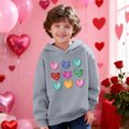 thumbnail image 1 of Girls Hoodie with Colorful Hearts Print, Oversized Graphic Pullover for Kids & Youth 4-14 Years | Lightweight Casual Sweatshirt in Gray,Size 13 T, 1 of 8