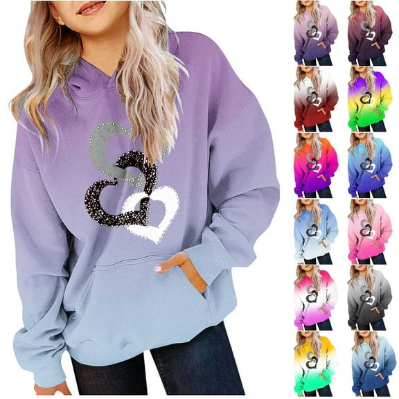 Girls Hoodies 2-14 Years Lover Heart Hooded Pullover with Pocket Kids Oversized Sweatshirts Tie Dye Cottons Tops Fall Winter Clothes for Teen Girl Casual Loose Hoodie