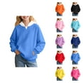 thumbnail image 1 of Girls Hoodies 2025 Fashion Style Pullover Sweaters Long Sleeve Solid Color Casual Sweatshirt Warm Soft Comfortable Outerwear Coat with Pocket for Kids Outdoor Winter Clothes, 1 of 7