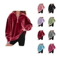 thumbnail image 1 of Girls Hoodies 2025 Fashion Style Pullover Sweaters Zip Up Long Sleeve Solid Color Warm Soft Casual Sweatshirt Comfortable Breathable Outerwear Coat Winter Clothes, 1 of 5