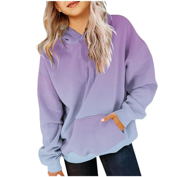 Girls Hoodies 2025 Spring Gradient Color Sweatshirt Tops Teen Girl Hooded Shirts Long Sleeve Shirts Shop All Savings