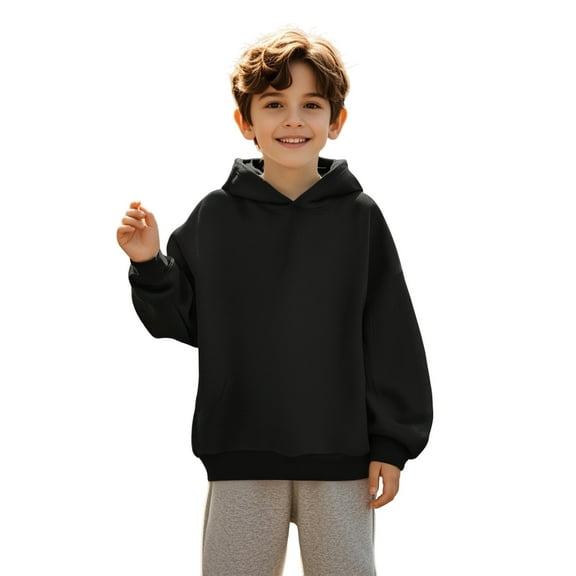 Girls Hoodies Black Hooded Long Sleeve Soft Sweatshirts Top Warm Fall Winter Clothes Girls 10-11 Years Clothes Boys Girls Fashion