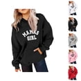 thumbnail image 1 of Girls Hoodies Long Sleeve Casual Mama Girl Graphic Hooded Sweatshirt with Pockets Kids Pullover Tops, 1 of 1