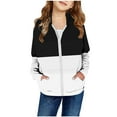 thumbnail image 1 of Girls Hoodies Color Block Zip up Hoodie Kids Sweatshirt for Boys and Girls Winter Clothes Preppy Clothes for Girls 9-10 Years, 1 of 3