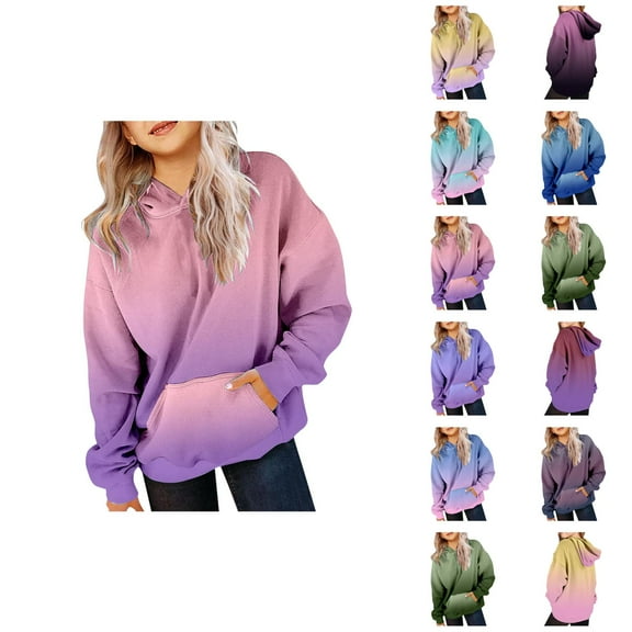 Girls Hoodies Cute Hoodies For Teen Girls Trendy Preppy Hooded Sweatshirts Oversized Long Sleeve Shirts Gradient Clothes For Girls Women'S Fashion