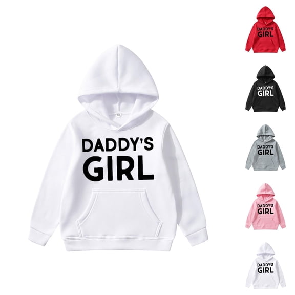 Girls Hoodies Daddys Girl Long Sleeve Cute Graphic Hooded Sweatshirt with Pockets Kids Pullover Tops