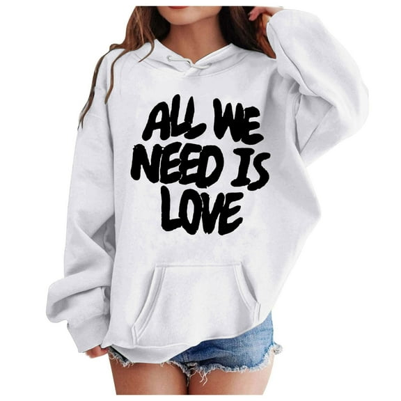 Huowey Girls Hoodies Fashion Casual Printed Long Sleeved Loose Daily Hoodie Top