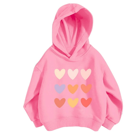 Girls Hoodies Fashion Heart Graphic Long Sleeve Crewneck Sweatshirt 2026 Casual Pullover Tops Spring Fall Outfits Size 3-9