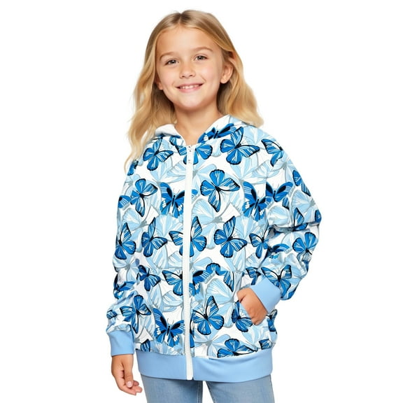 Girls Hoodies Fashion Printed Zipper Hoodie Casual Long Sleeve Hoodies Fall Winter Clothes Girls Clothes Size 2T