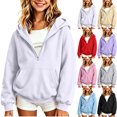 thumbnail image 1 of Girls Hoodies Half Zip Long Sleeve Sweatshirt with Pocket Comfortable Loose Fit Fall Winter Pullover Topss Sizes 2-14Y, 1 of 6