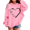 thumbnail image 1 of Girls Hoodies Heart Print Lightweight Fall Loose Pullover Hoodie Top Stylish Hoodies for Girls Size 8-9Y, 1 of 3