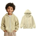 thumbnail image 1 of Girls Hoodies Kids Beige Full Zip Up Hooded Long Sleeve Casual Basic Pullover Sweatshirt Hoodie Winter Clothes Girl Clothes 9-10 Years Boys Girls Fashion, 1 of 7