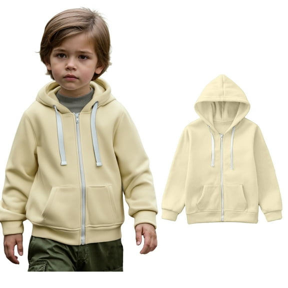 Girls Hoodies Kids Beige Full Zip Up Hoodie Long Sleeve Pullover Tops Fall Clothes Kids Clothes Girls Size 3-4 Years Boys Girls Fashion