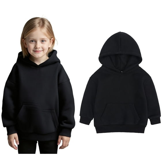 Girls Hoodies Kids Black Hoodies Casual Long Sleeve Sweatshirts Warm Fall Winter Clothes Toddler Girl Clothes 2-3 Years Boys Girls Fashion
