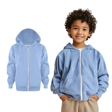 Girls Hoodies Kids Blue Zip up Hooded Casual Long Sleeve Hoodie Sweatershirt Pullover Fall Clothes Baby Girls Clothes 7-8 Years Girls Clothing