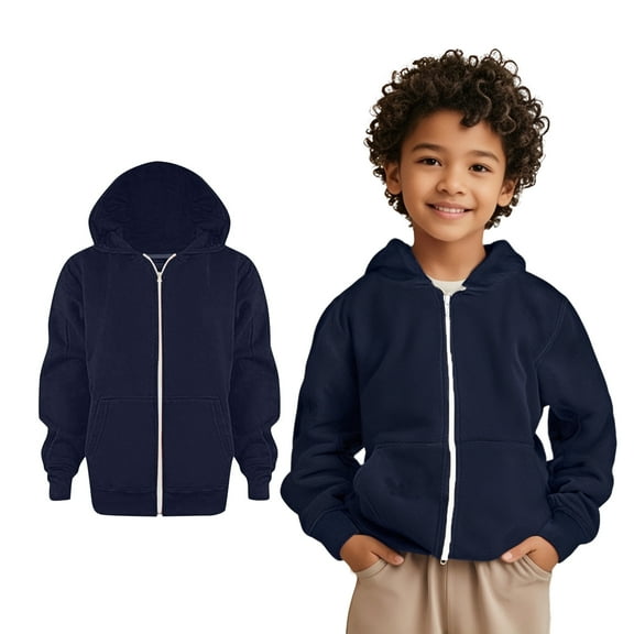 Girls Hoodies Kids Blue Zip up Hoodies Casual Long Sleeve Hooded Sweatshirt Top Winter Clothes 5-6 Years Old Boy Clothes Kids Clothes