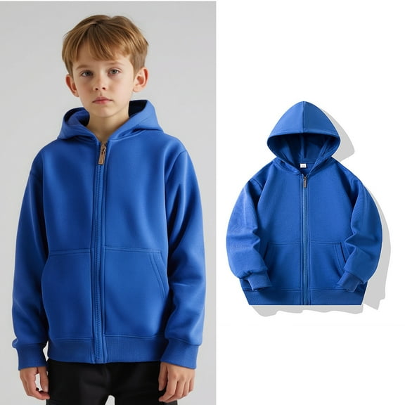 Girls Hoodies Kids Blue Zipper Hooded Long Sleeve Pullover Tops Fall Winter Clothes Little Girl Clothes 3-4 Years