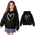 thumbnail image 1 of Girls Hoodies Kids Casual Heart Print Hoodies Long Sleeve Hooded Sweatshirt Top Fall Clothes 6-7 Years Toddler Girl Clothes, 1 of 4