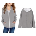 thumbnail image 1 of Girls Hoodies Kids Grey Full Zipper Hooded Casual Long Sleeve Sweatshirts Jackets Fall Clothes Baby Girls Clothes 2-3 Years Boys Girls Fashion, 1 of 4