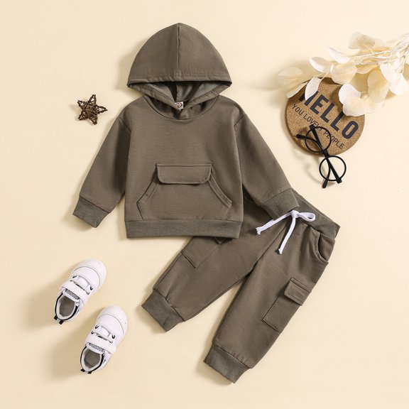 Girls Hoodies Kids Hooded Two Piece Outfit Set for Boys and Girls Casual Everyday Wear Comfortable Autumn Winter Clothes for Toddlers Age 3 8 Grey 7-8 Years