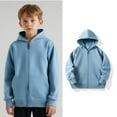thumbnail image 1 of Girls Hoodies Kids Light Blue Zipper Hooded Long Sleeve Pullover Hoodie Sweatshirt Fall Clothes Girls Size 4-5 Years Clothes, 1 of 7